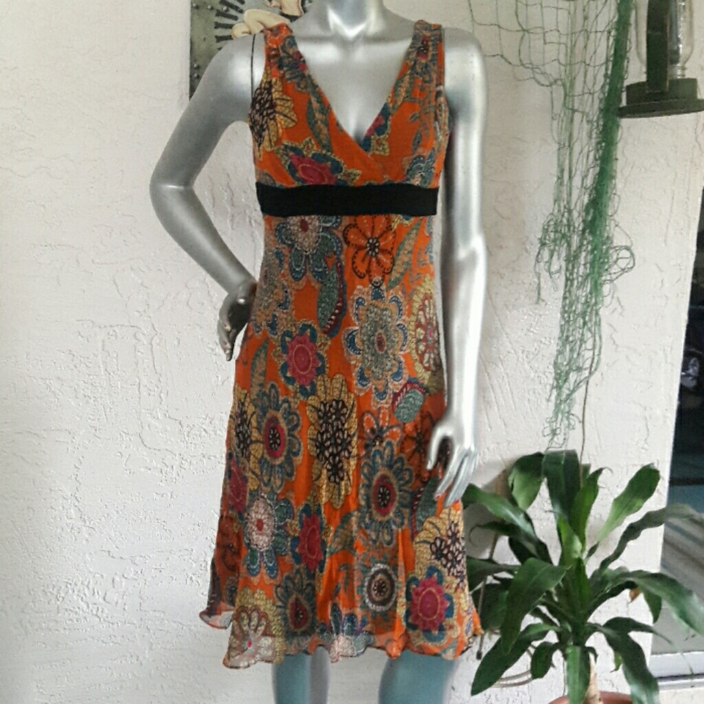 Maggy London Artsy Flower Silk Dress